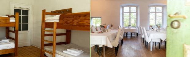 Collage 1 4-Bett-Zimmer + Frühstücksraum